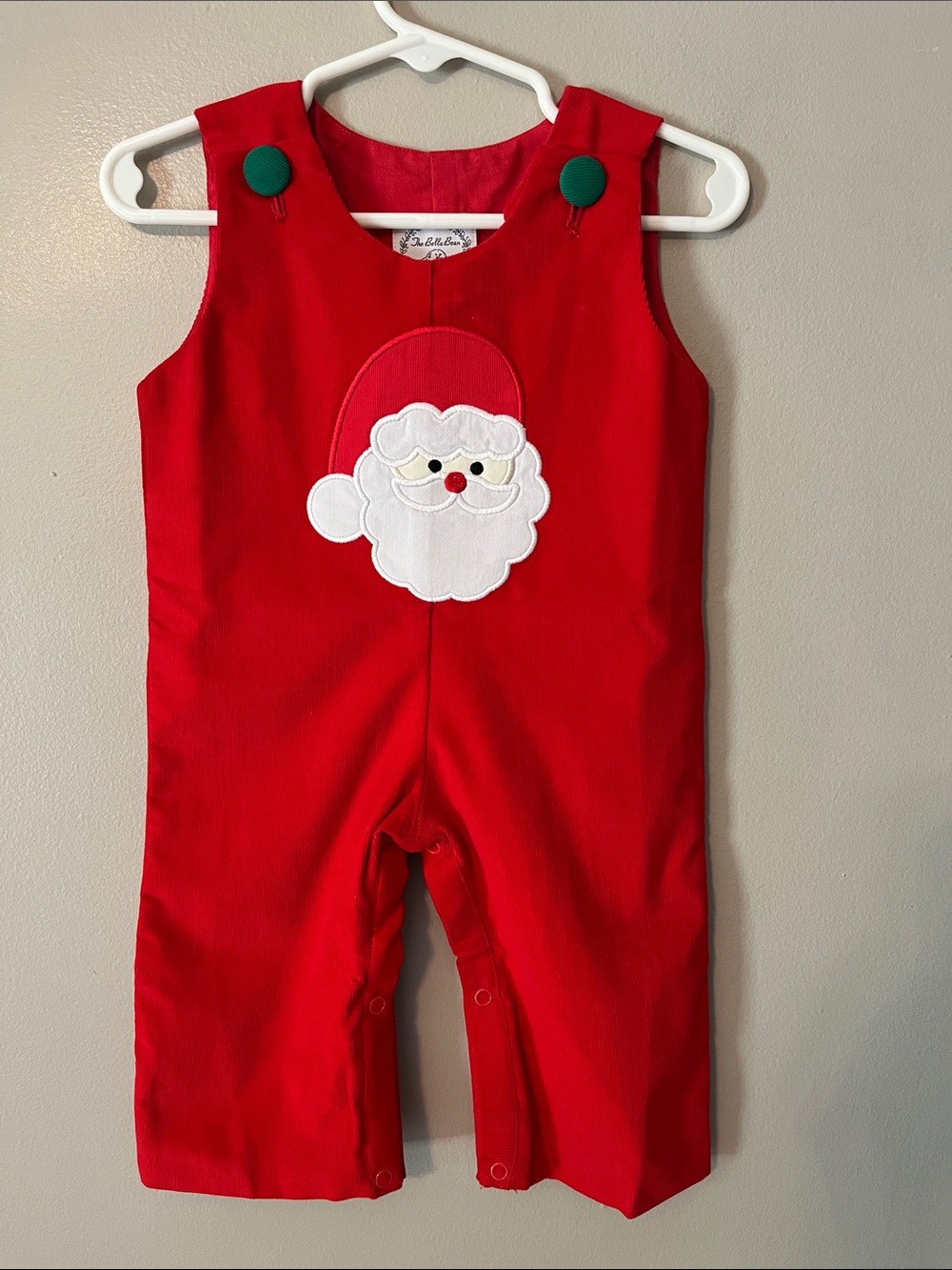 New! Santa Corduroy Overalls by The Bella Bean 100% Cotton size 3 months